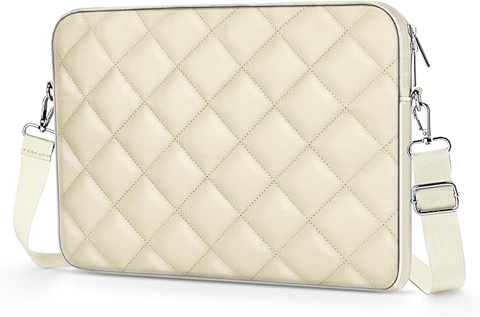 Puffy Quilted Laptop Sleeve with a Removable Shoulder Strap Compatible with MacBook Air/Pro, 13-13.3 inch Notebook, Compatible with MacBook Pro 14 inch M3 M2 M1 Chip 2023-2021