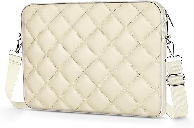 Puffy Quilted Laptop Sleeve with a Removable Shoulder Strap Compatible with MacBook Air 15 inch M2 A2941 2023/Pro 15 A1990 A1707, 15 Surface Laptop 5/4/3,Dell XPS 15,HP Stream 14 inch