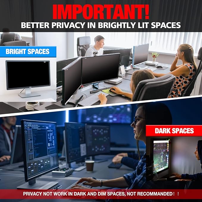 Computer Privacy Screen Filter for 23.6 Inch 16:9 Widescreen Monitor, Anti-Spy/Anti Glare Protector Office Accessories - WxH: 20 9/16" x 11 9/16" (522mm x 294mm)
