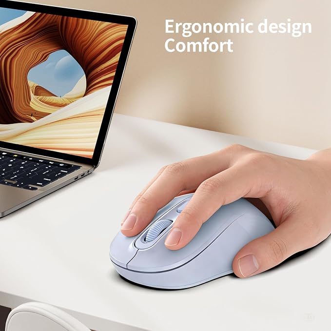 Wireless Mouse, 2026 New Model, Silent Click Ergonomic Design, Portable, 4 Buttons, Adjustable DPI (800/1200/1600), for Laptop/PC/Office (Violet)