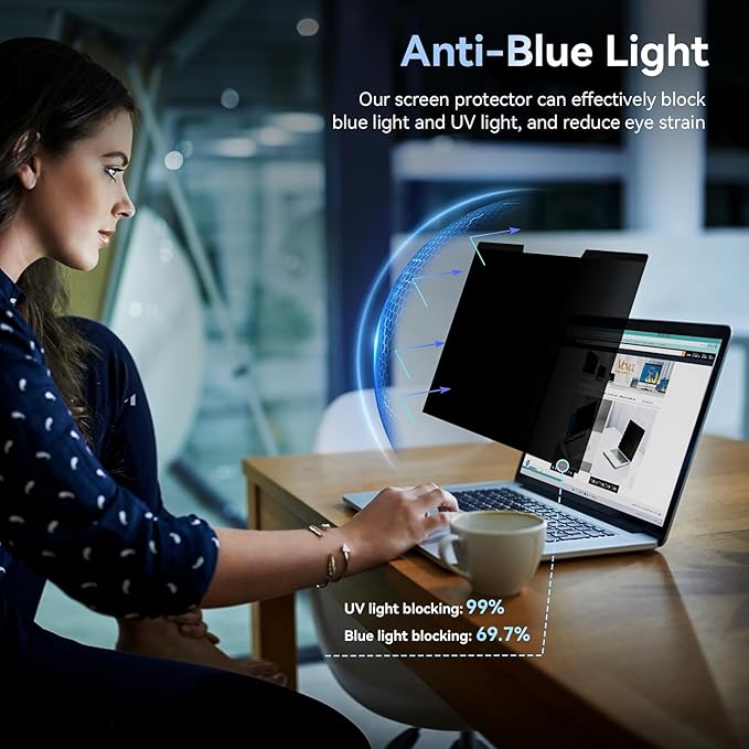 Mamol Magnetic Laptop Privacy Screen 16 inch,16:9 Aspect Removable Anti Glare Blue Light Privacy Filter, Black Shield Compatible with HP/Dell/Acer/Asus/Samsung/Lenovo/Thinkpad Envy