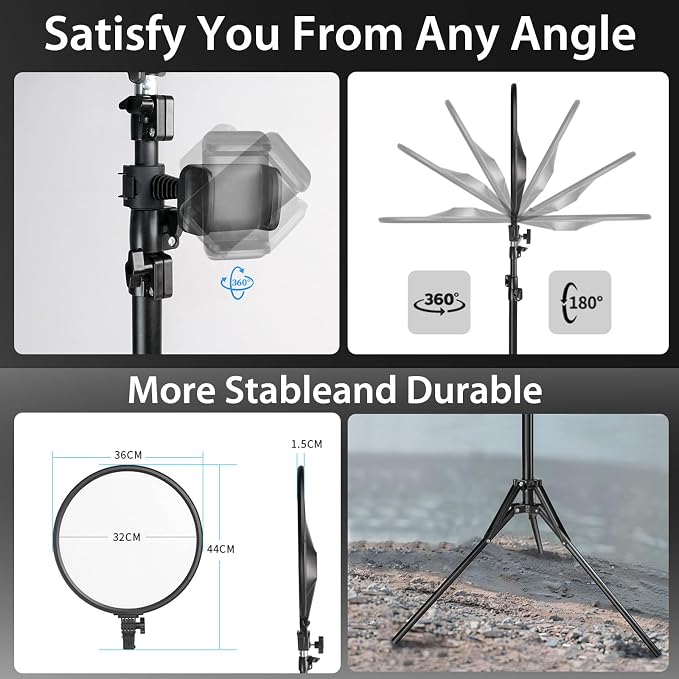 MACTREM 14in Large Ring Light with 71" Tripod Stand/Phone Clip,LCD Display 40W 6000K Full-Screen Selfie Ring Light for Live Stream, YouTube, TikTok, Video Recording, Makeup,Barber,Tattoo,Photography