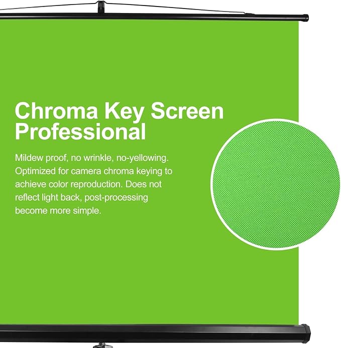 EMART 79 x 71in Green Screen Stand, Professional Chromakey Background with Auto-Locking Frame, Collapsible Portable Backdrop with Adjustable Tripod, Fast Fold Designed for Photography, Stream, Video