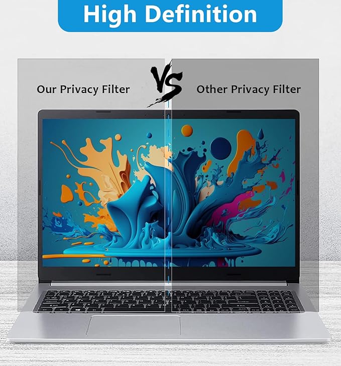 FILMEXT 16 Inch Laptop Privacy Screen Compatible with Lenovo Hp Dell Acer Asus Thinkpad Envy Xps -16:10 Aspect Ratio, Removable computer laptop privacy screen filter anti-blue light Anti Spy Shield