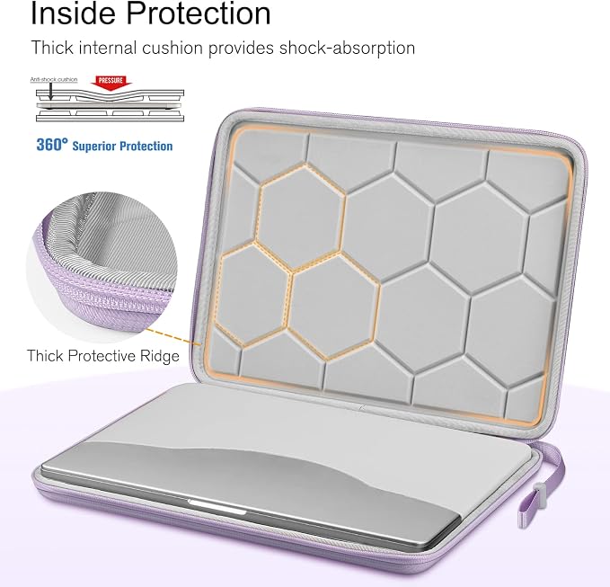 FINPAC 15.6-inch Hard Laptop Sleeve Case Compatible with 15.6 Inch Acer Aspire, Shockproof Computer Carrying Case for HP Dell Razer Samsung Laptop Chromebook, Lilac