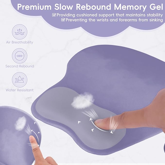 Ergonomic Mouse Pad,Non Slip Mousepad Wrist Rest Support for Office, Computer, Laptop & Mac(A-Grey Purple)