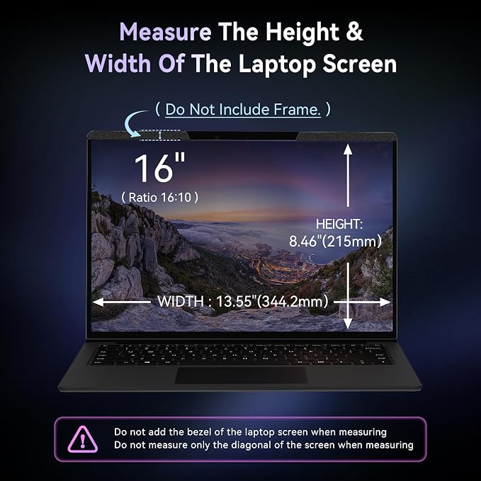 IPROKKO Magnetic Laptop Privacy Screen 16 Inch for 16:10 Aspect Ratio, Removable 16" Anti Glare Blue Light Spy Protector Monitor Filter Shield Compatible with HP Dell Xps Acer Asus Samsung Lenovo ThinkPad Envy Computer
