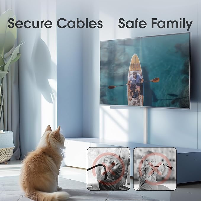 Wire Covers for 2 Cords TV on Wall, 47in Paintable Cable Hider, Medium Cable Management Kit, Cord Hiding for Wall White, W0.95in H0.47in