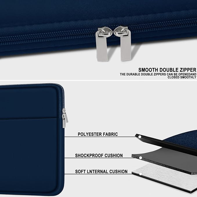 Laptop Sleeve 14 inch, Slim Traveling Laptop Case Cover with Zippered Pocket, Shockproof Protective Carrying Briefcase Computer Bag for 14" MacBook Air/Pro, HP, Dell, Lenovo, Acer, Deep Blue