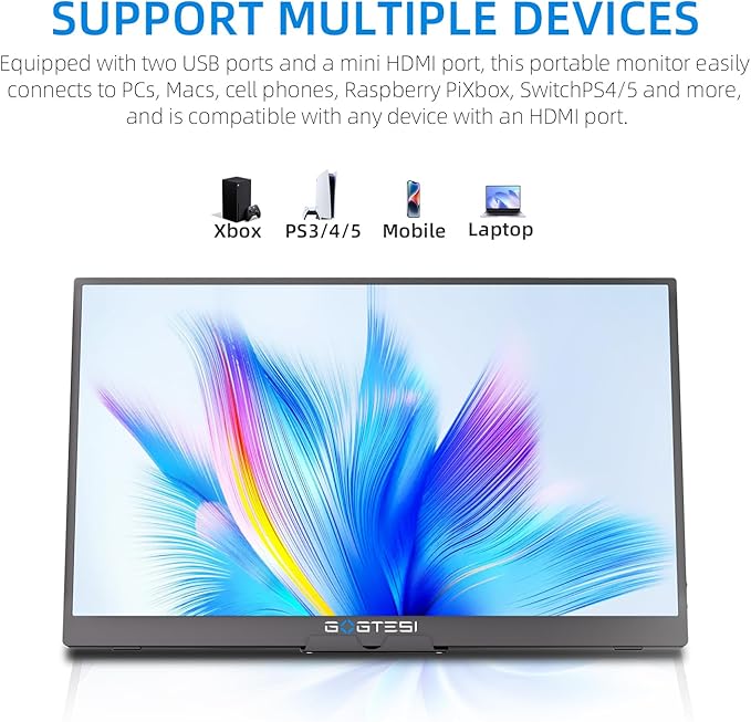 15.6 Inch Portable Gaming Monitor, Portable Monitor with HDR, Ultra Slim, Eye Care, External Second Screen for Laptop/PC/PS5/Mac/Xbox