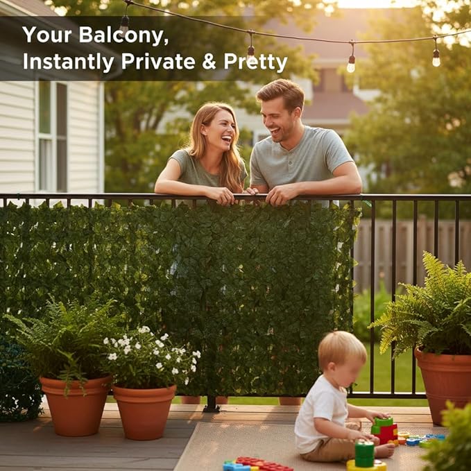 Faux Ivy Privacy Fence Screen Outdoor Expandable Artificial Greenery Roll Fake Hedge Wall Patio Green Plastic Leaf Plant Vine Grass Panels Gate Covering for Garden Yard Balcony (400 X 40 in)