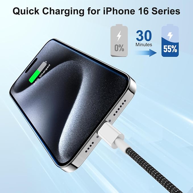 USB C to C Fast Charger Cable 10ft, Long Type C to USB C Charging Cord Wire for Apple iPhone 17 Pro Max/17 Air/16 Pro/15 Plus,MacBook Pro 2021/2020/2019/2018,iPad 12.9/11 inch/Mini/Air,Samsung Galaxy