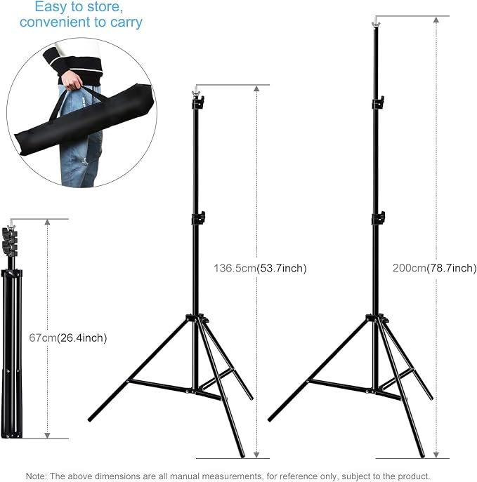 PULUZ Photo Background Support System with 9.5x6.5ft/300x200cm Backdrop Stand Kit, Portable greenscreen Background and Blue Red Backdrop for Photography, Video Shooting, Live Streaming, Party