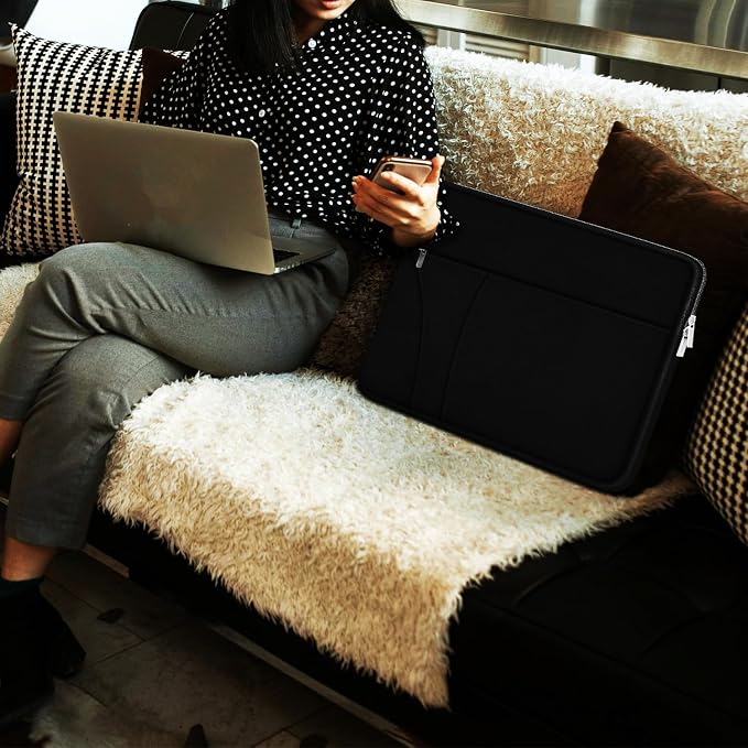 Laptop Case 15 inch, Shockproof Protective Carrying Briefcase Computer Sleeve with Zippered Pocket, Traveling Laptop Cover Compatible for HP, Dell, Asus, Lenovo, Notebook, Black