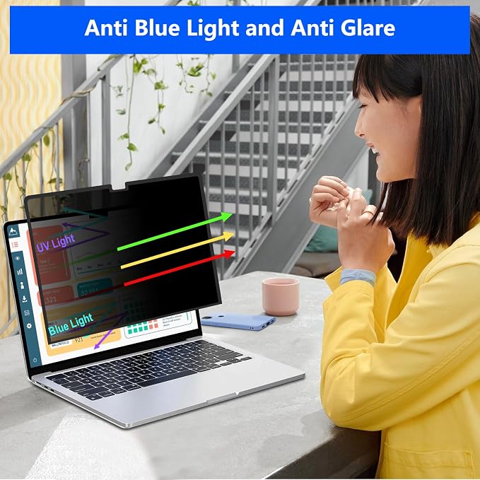 ZOEGAA MacBook Air 13 inch Privacy Screen (2018~2021,M1), Privacy Screen MacBook Pro 13 inch(2016~2023), Removable & Reusable Laptop Screen Protector and Anti-Spy Anti-Blue Light Anti-Glare Protector