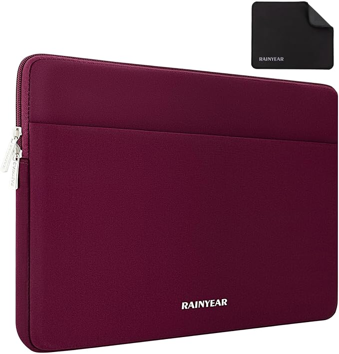 RAINYEAR Laptop Sleeve Case 15.6 Inch, Protective Portable Case with Front Pocket, Briefcase Handbag Computer Carrying Bag Laptop Bag Compatible for HP, Dell, Asus, Lenovo, Notebook, Red