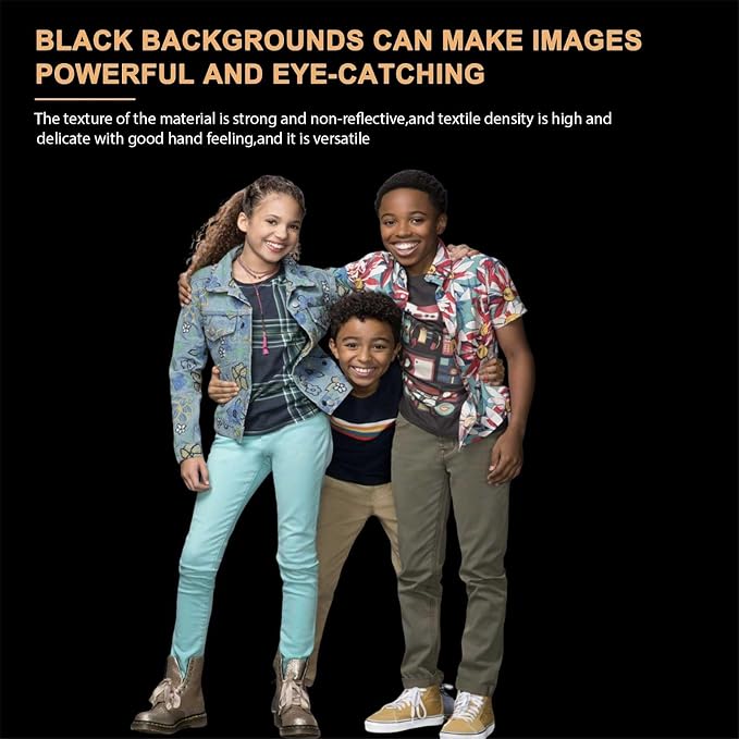 10x10FT Black Photography Backdrop, High Density Polyester Fiber Photo Background Cloth is Foldable and Machine Washable, Suitable for Photo Background Video Photography Studios