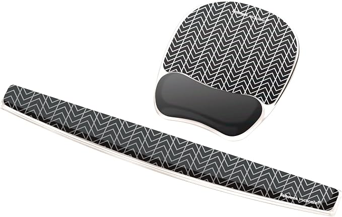 Fellowes Photo Gel Mouse Pad Wrist Rest with MICROBAN - Black Chevron (9549901)
