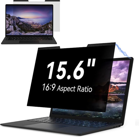 Magnetic Laptop Privacy Screen 15.6 Inch for 16:9 Computer Monitor, Removable 15.6” Anti Glare Protector Blue Light Filter Shield Compatible with HP Dell Xps Acer Asus Samsung Lenovo ThinkPad Envy