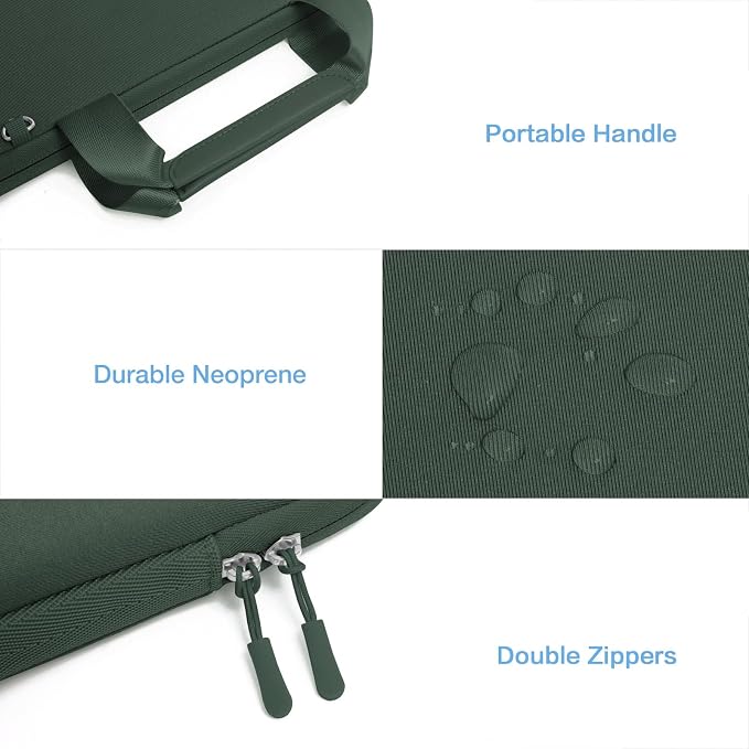 MOSISO Laptop Case 13 inch, Laptop Sleeve Bag Compatible with MacBook Neo 13 / Air M5 M4 M3 M2 M1 2026-2018 / Pro M2 M1, Neoprene Carrying Computer Bag with Handle&Detachable Small Case, Emerald Green