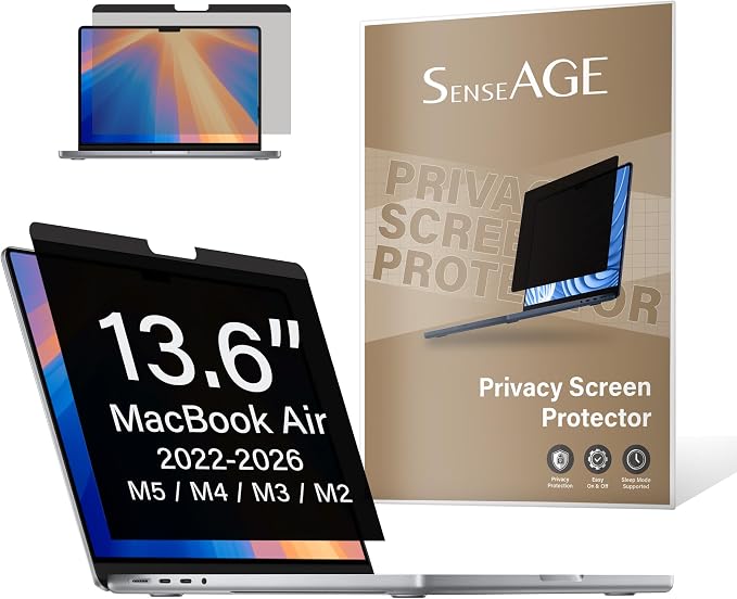 SenseAGE Magnetic Privacy Screen Filter for MacBook Air 13.6 inch (2022-2025, M2, M3, M4), Removable Laptop Privacy Screen Protector, Anti-Blue Light Glare, Compatible with MacBook Air 13.6"