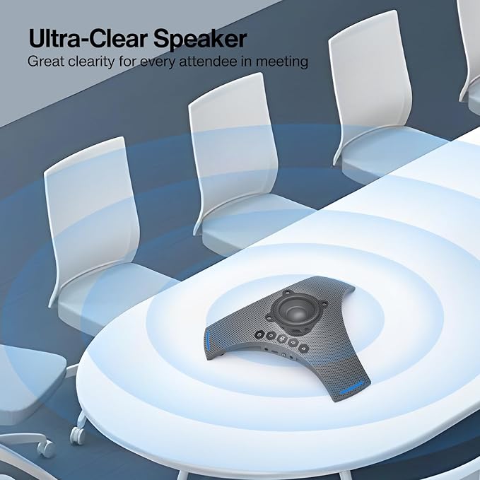 Conference Speaker and Microphone - Bluetooth Speakerphone with Daisy Chain, AI Noise Cancellation, Voice Enhancement, Support Wireless Dongle, USB Connection, Compatible with All Meeting Rooms