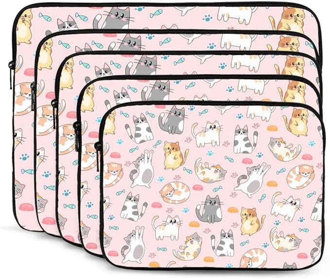 Pink Cat Laptop Sleeve Case for Men Women Waterproof Oxford Cloth Laptop Sleeve Bag Suitable for Most Ipads and Laptops Notebook Computer Pocket Tablet Traveling Carrying Simple Case 15 inch