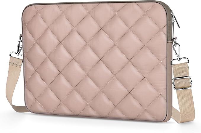Puffy Quilted Laptop Sleeve with a Removable Shoulder Strap Compatible with MacBook Air 15 inch M2 A2941 2023/Pro 15 A1990 A1707, 15 Surface Laptop 5/4/3,Dell XPS 15,HP Stream 14 inch