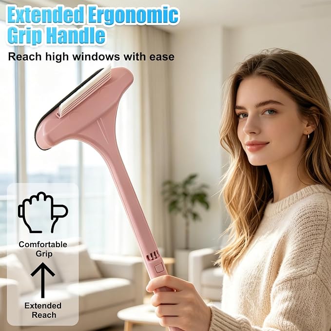Window Screen Cleaner,2026New Upgraded 2in1 Detachable Window Cleaning Brush with Squeegee,Wet Dry Dual Use Multi-Functional Glass Net Cleaner Tool for Corners,Patio,Door,Porch Screens (Blue)