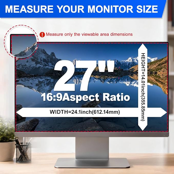[2-Pack Computer Privacy Screen Filter 27" Hanging Privacy Screen Protector Compatible Widescreen Computer Monitor with Aspect Ratio 16:9,Anti-Glare Privacy Screen Protector (27" Diagonal)