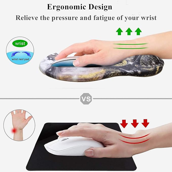 Mouse Pad with Wrist Support, Non Slip Mousepad Wrist Rest for Office, Computer, Laptop & Mac-Comfortable & Lightweight Ergonomic Support Mouse Mat(Wrist-Pink Floral)