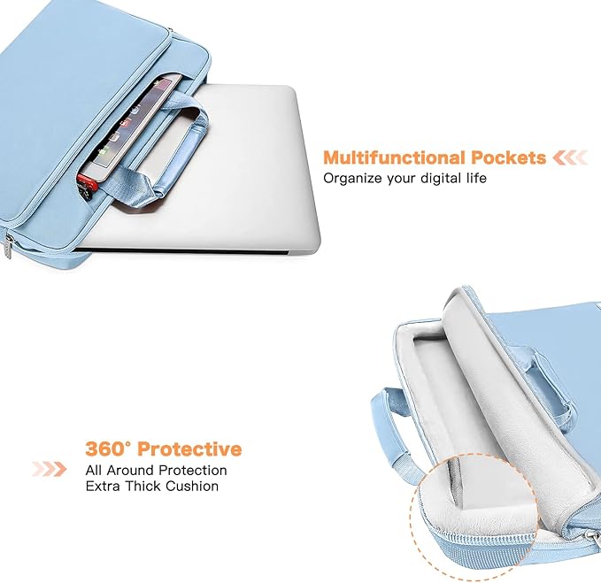 MOSISO 360 Protective Laptop Bag 15.6 inch, 15-16 inch Computer Bag Compatible with MacBook Air 15 inch/Pro 16 inch, HP,Dell,Lenovo,Asus,Notebook, Laptop Carrying Case with Strap&Handle, Airy Blue
