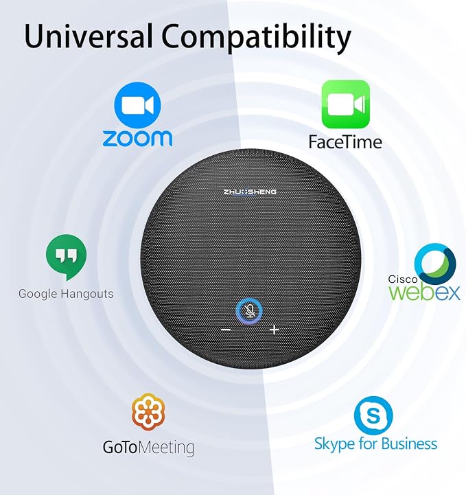 Conference Speaker and Microphone, USB Sperakerphone with 10 AI Mics, 360° 66Ft Voice Pickup, Noise Reduction and Echo Cancellation for 10 People, Compatible with Multi-Leading Platforms