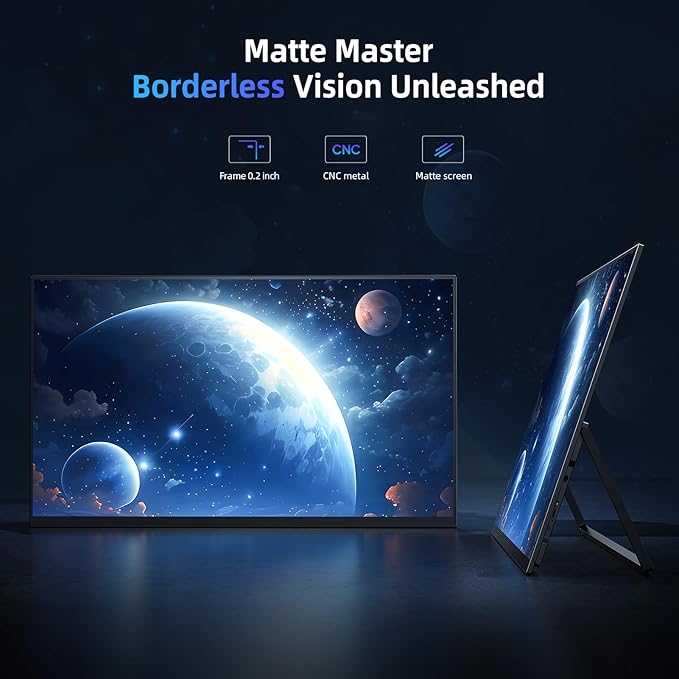 Portable Monitor 18.5” | 120HZ 1ms Gaming Monitor | 125% sRGB | FreeSync, HDR | 350Nits | USB-C & MINI HDMI | VESA & Stand | Large Travel External Second Screen for Laptop, Computer, Game Consoles