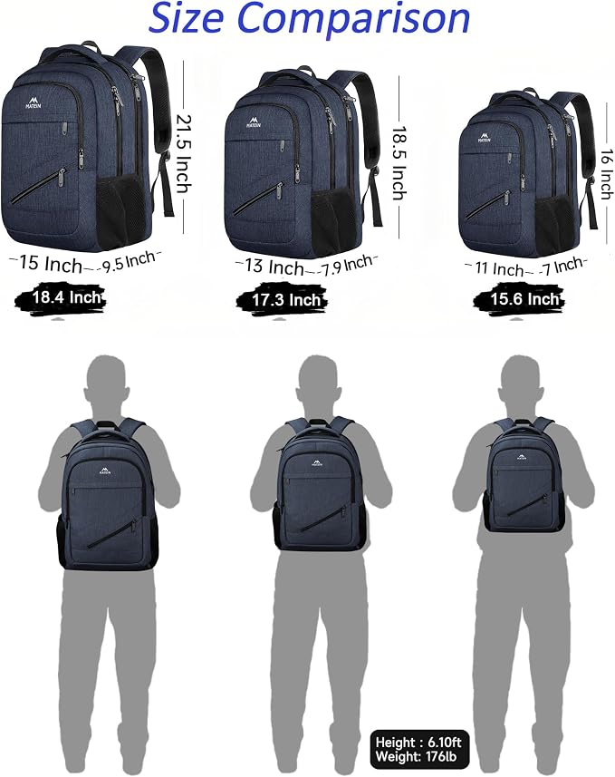 MATEIN Extra Large Laptop Backpack for Men, 50 L Travel Carry On TSA Approved Backpack with Trolley Sleeve, Waterproof Business Work Bag Fits 18.4 Inch Computer Notebook, Dark Blue