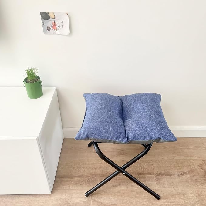 Foldable Foot Rest Stool for Under Desk or Sofa - Office Footrest Ottoman, Portable Leg Rest for Home & Office (Blue)