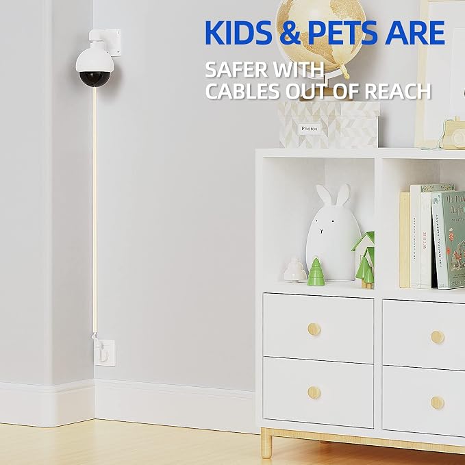 Delamu Beige Cord Hider, Cord Covers for 1 Wire on Wall, Mini Size Wire Covers for Cords on Wall, Paintable Cable Cover Raceway to Hide Speaker Wire, Ethernet Cable, W 0.48in H 0.30in