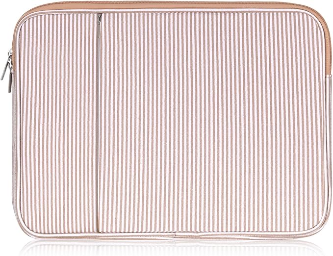 Huhumy Laptop Sleeve Case 13-13.3 inch for Women, Cute Seersucker Laptop Sleeve with Pocket Thin Computer Carrying Bag for Office Business Trip Compatible with Various Laptops Models(Khaki)