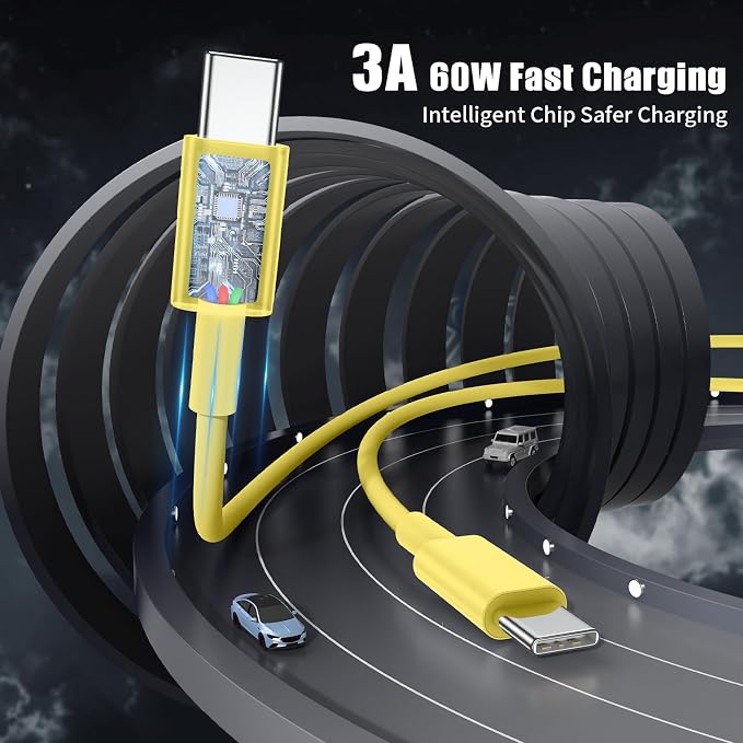 Essri USB C to USB C Cable 3FT for Apple iPhone 16 15 Charger Cord,4Pack 60W C to C Cable Fast Charging Wire for iPhone 16 15 Pro Plus Pro Max iPad Pro/Air MacBook Pro/Air,for Galaxy S24 S23-Yellow