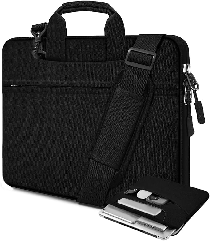 Laptop Case 16 inch Shoulder Bag,Shockproof Water-Resistant Handbag with Strap Compatible with MacBook Pro/Neo 16" M5 M4 M3 M2 M1,Mac Air 15 M5,XPS 15/16 and Most 15"-16" Notebooks,Black