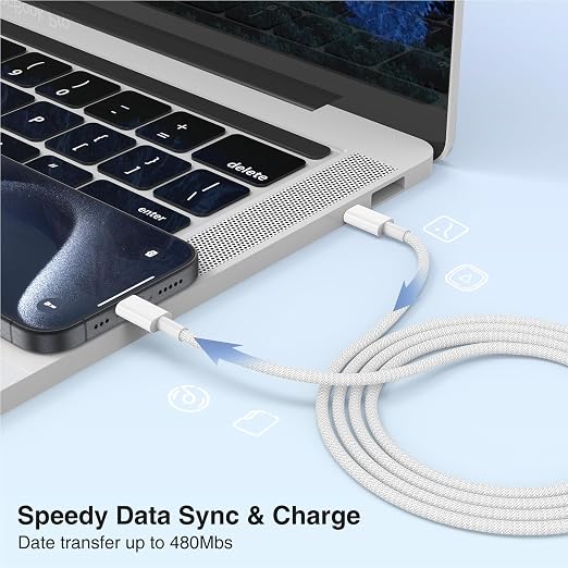 LOFPYE 3-Pack Grey 6.6FT 60W USB C to USB C Cable, Type C Fast Charging Cable for iPhone Air 17 16e 16 15 Pro Plus Pro Max，for Galaxy S25/S24, for iPad Pro/Air/mini, for MacBook Pro/Air and More