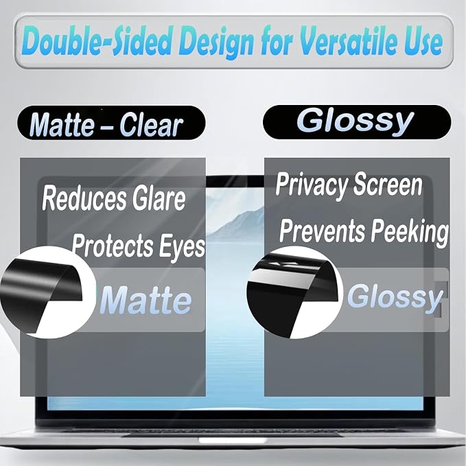 19.5 Inch Anti-Spy Privacy Screen Filter for Laptop and PC Monitor 16:10, Blue Light Blocking Anti-Glare Protector Film, Reversible Easy Install Slide-Mount Design (19.5 Inch 16:10 (16.46× 10.31 in))