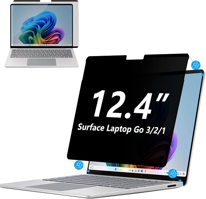 Adeway Privacy Screen Protector for Surface Laptop Go 3-2-1 12.4 Inch, Magnetic Nano, Anti-Spy, Removable, Blue Light & UV Blocking, Anti-Glare