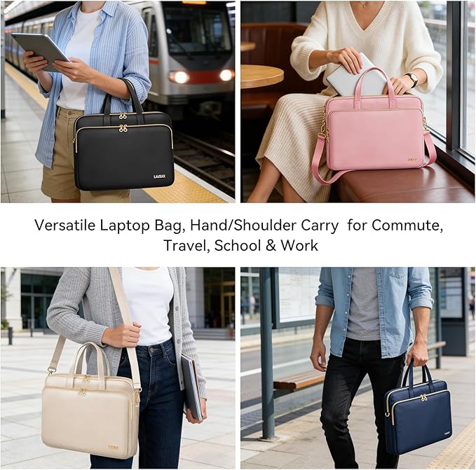 17 17.3 Inch Laptop Case Bag Women Men Compatible with HP OmniBook Envy Omen Pavilion/Dell Inspiron Precision/LG Gram/Yoga ThinkPad, Messenger Carrying Briefcase Computer Bag 18 inch, Black
