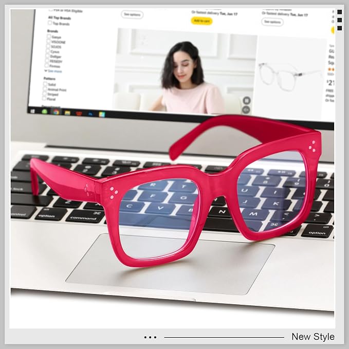 Ovresized Blue Light Blocking Glasses for Women Men Square Computer TV Eyeglasses