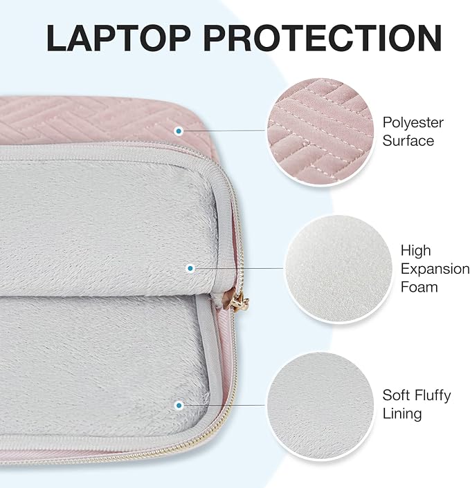 BAGSMART Laptop Case with Pocket, Protective Water-Resistant Laptop Sleeve Bag for Women, Lightweight Computer Case, 15-16 inch, Pink