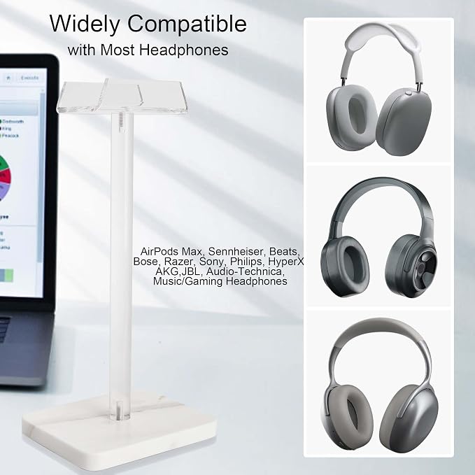 Acrylic Marble Headset Holder Headphone Holders for Desk, Gaming Headphone Stand,Universal Holder for Music Headset Accessories 1 Pack(DP029)