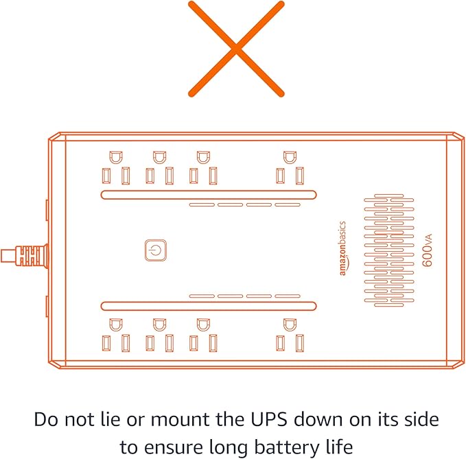 Amazon Basics UPS Battery Backup & Surge Protector, 600VA/360W, 8 Outlets, Standby Uninterruptible Power Supply, Power Outage Protection, Compact Design, Black