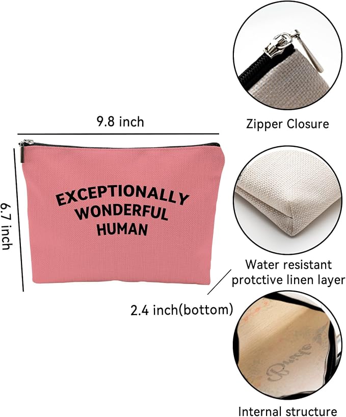 ZUYUROU Inspirational Makeup Bag Exceptionally Wonderful Human Cosmetic Pouch for Travel and Purse Organization Canvas Zipper Case Pink