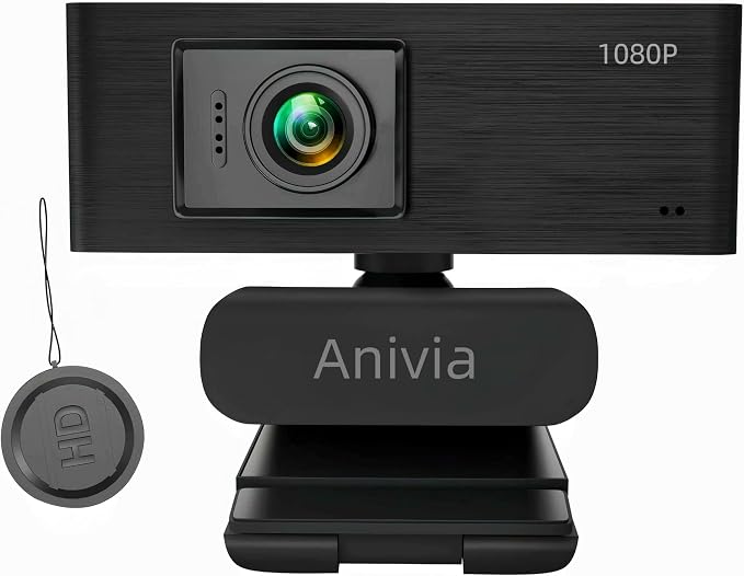 Anivia Upgraded Full HD 1080P Webcam with USB Plug, Privacy Cover- Computer Web Camera for Video Calling and Recording, PC Desktop or Laptop, Wide Angle 1080p Streaming Camera